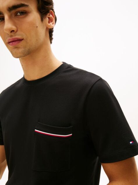 Black Global Stripe Pocket Pique Jersey T-Shirt  Men
