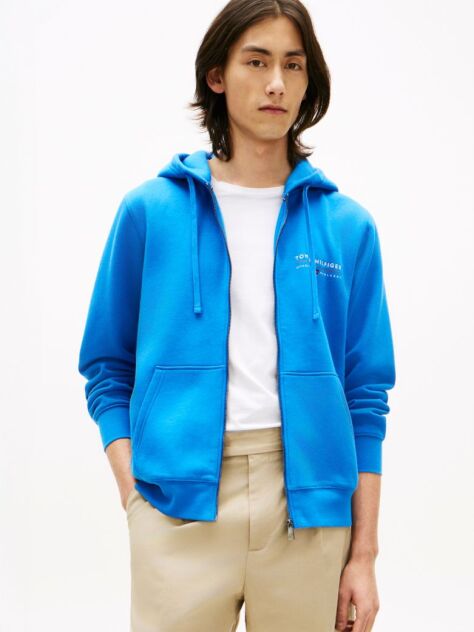 Blue Logo Terry Zip-Thru Hoody  Men