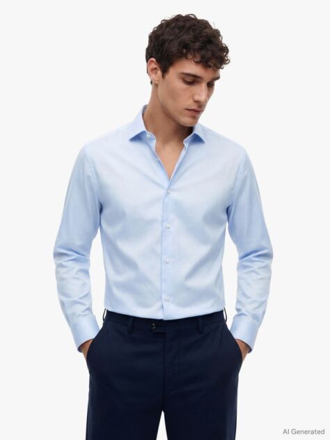 Blue Smart Casual TH Flex Slim Fit Shirt  Men