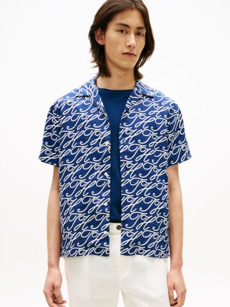 Multi Regular Fit Pure Linen Short Sleeve Shirt  Men