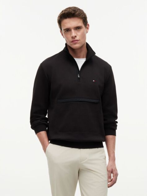 Black Intechno Knit Quarter-Zip Sweatshirt  Men