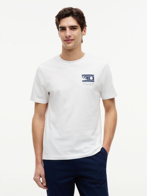 Άσπρο T-Shirt Με Λογότυπο Και Κλασική Λαιμόκοψη  Άνδρες