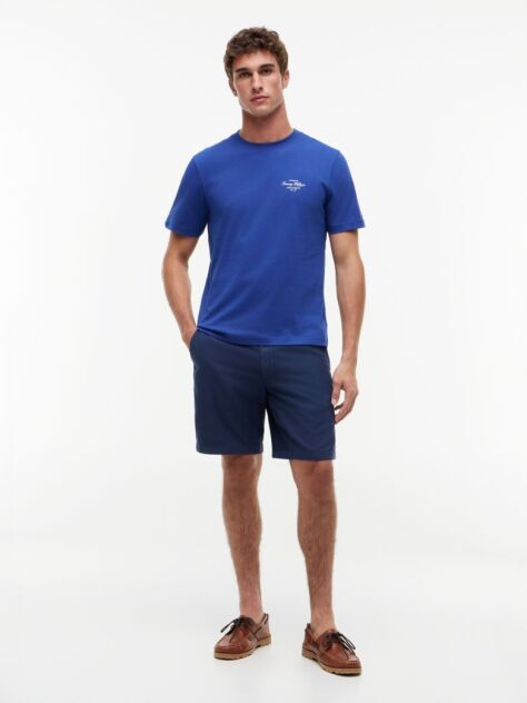 Μπλε Βαμβακερό T-Shirt Με Πίσω Λογότυπο  Άνδρες