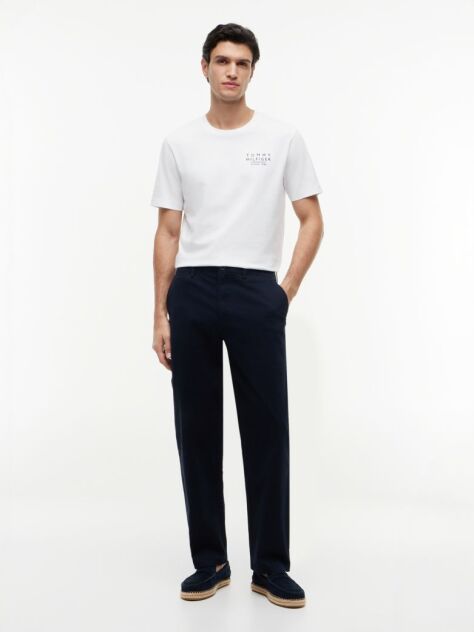 Άσπρο Βαμβακερό T-Shirt Με Wavy Πίσω Σημαία  Άνδρες