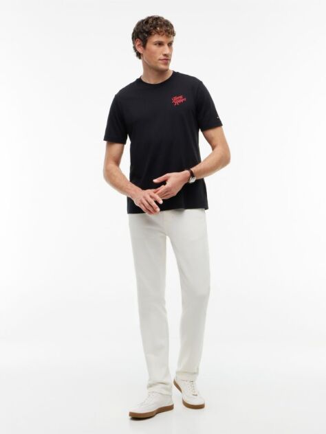 Μαύρο T-Shirt Με Κλασική Λαιμόκοψη Και Πίσω Σχέδιο  Άνδρες