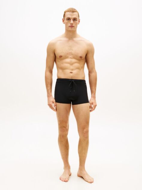 Black Essential Flag Embroidery Swim Trunks  Men