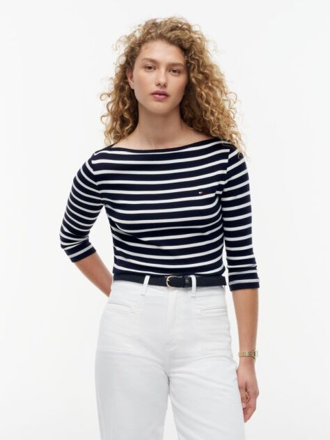 Multi T-Shirt Σε Slim Γραμμή Με Boat Λαιμόκοψη  Γυναίκες