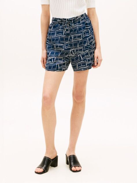 Multi Flag Embroidery Pure Linen Shorts  Women