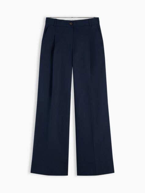 Blue Logo Embroidery Wide Leg Chinos  Women
