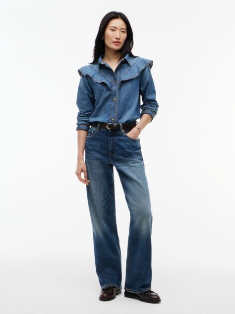Μπλε Denim Πουκάμισο Σε Κανονική Γραμμή  Γυναίκες
