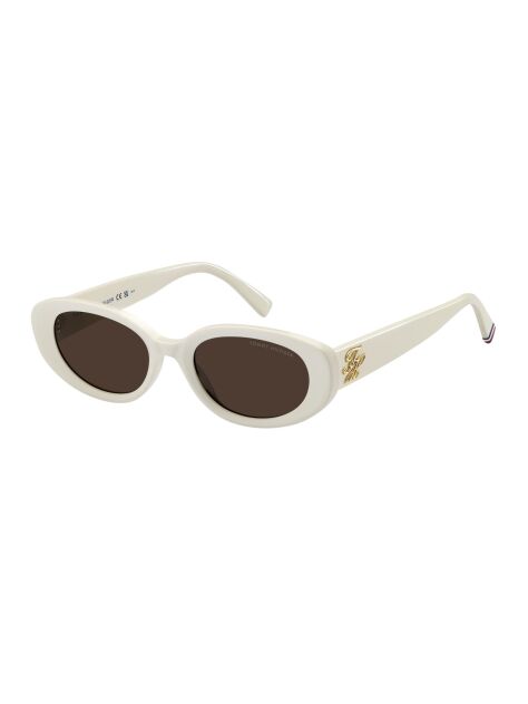 White Logo Plaque Oval Sunglasses  Women