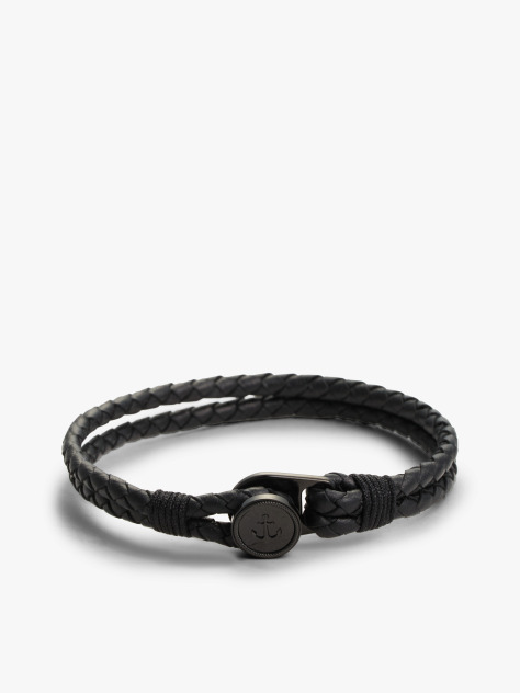 Μαύρο Δερμάτινο Μαύρο Βραχιόλι Με Nautical Charm  Άνδρες
