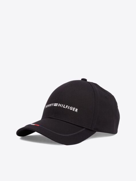 Black Six-Panel Logo Embroidery Baseball Cap  Men