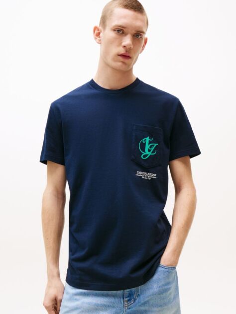 Blue Back Logo Patch Pocket T-Shirt  Men
