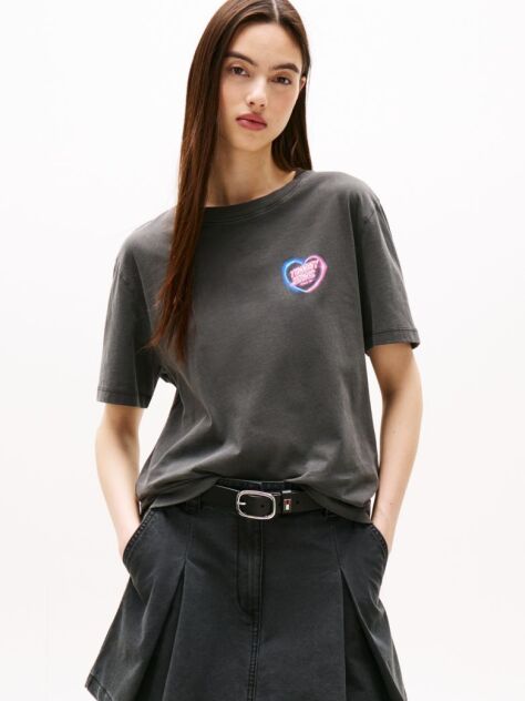 Μαύρο Άνετο T-Shirt Με Neon Λεπτομέρειες  Γυναίκες