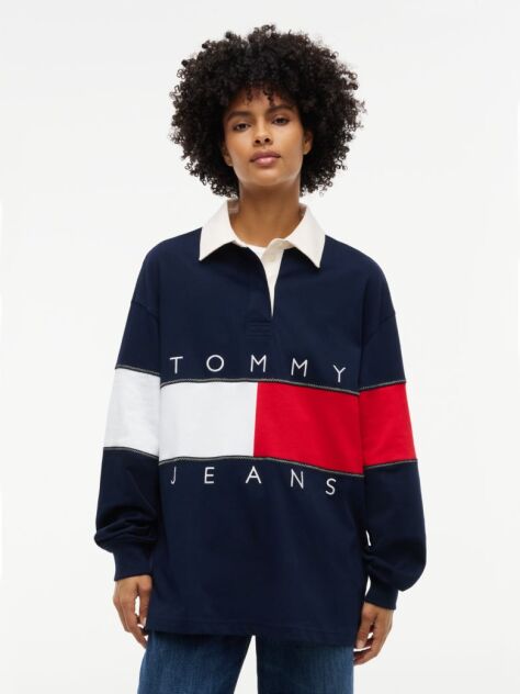 Μπλε Oversized Μπλούζα Πόλο Με Σημαία Tommy  Γυναίκες