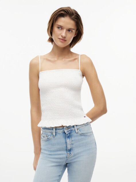 White Smock Slim Strap Top  Women