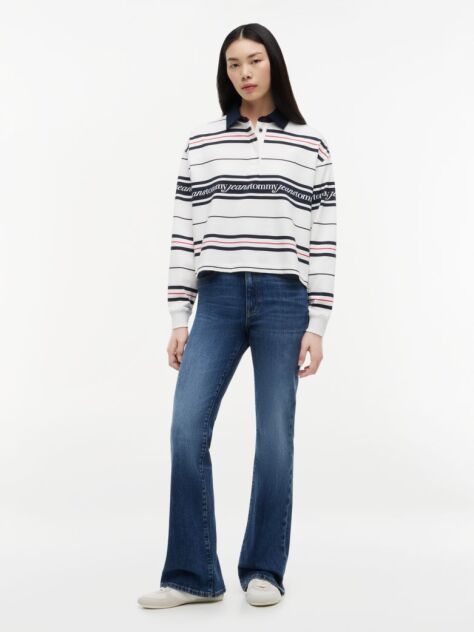 White Repeat Logo Relaxed Rugby Shirt  Women