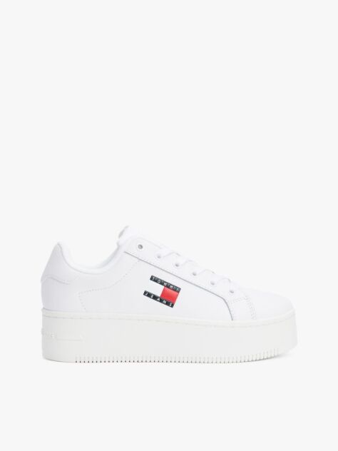 Άσπρο Essential Δερμάτινα Sneakers Με Σόλα Flatform  Γυναίκες