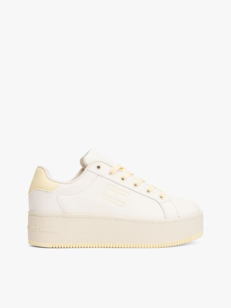Άσπρο Essential Δερμάτινα Sneakers Με Σόλα Flatform  Γυναίκες