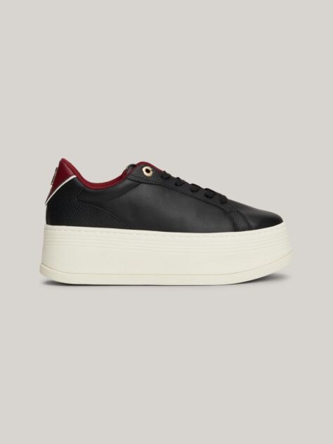 Μαύρο TH Monogram Δερμάτινα Sneakers Σε Στιλ Πλατφόρμα  Γυναίκες
