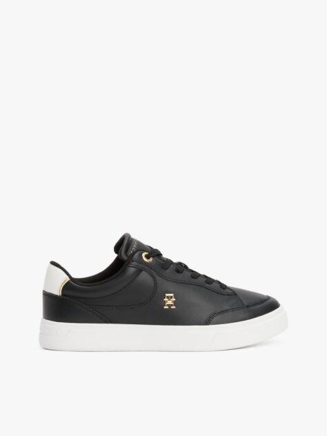 Μαύρο TH Monogram Δερμάτινα Sneakers  Γυναίκες