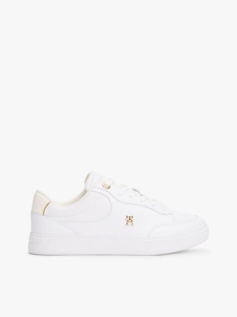 Άσπρο TH Monogram Δερμάτινα Sneakers  Γυναίκες