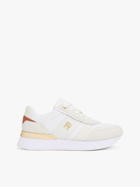 Μπεζ Δερμάτινα Sneakers Με Μεταλλικό Πάνελ  Γυναίκες