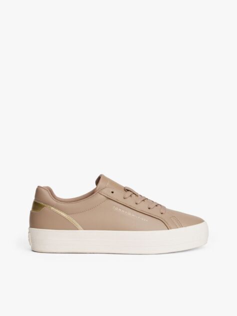 Μπεζ Δερμάτινα Sneakers Με Chunky Σόλα  Γυναίκες