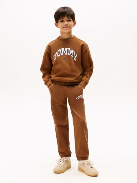 Καφέ Fleece Παντελόνι Φόρμας Με Varsity Λογότυπο  Αγόρια