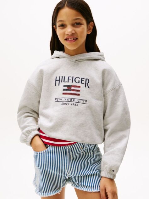 Άσπρο Άνετο Hoody Με Σημαιάκι  Κορίτσια