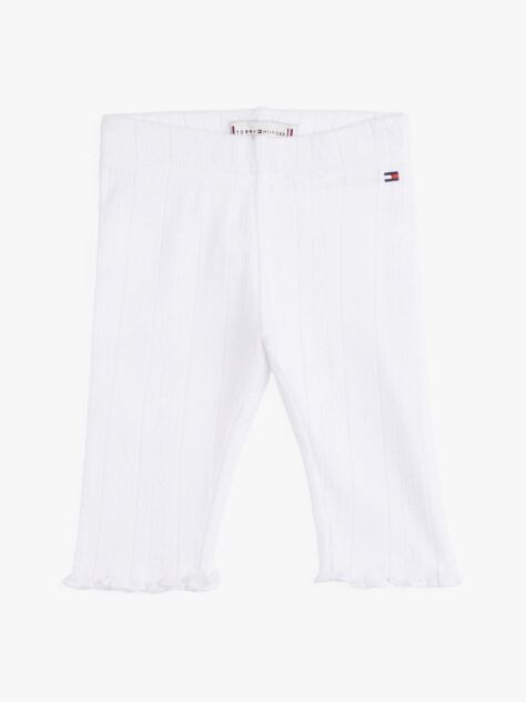 White Pointelle Knit Slim Leggings  Newborn