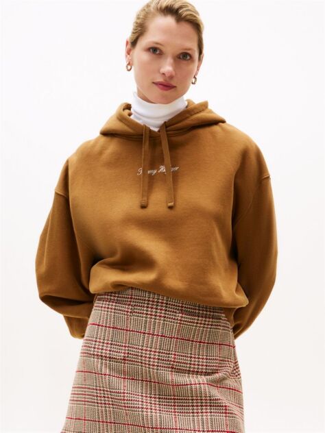 Χακί Άνετο Fleece Hoody Με Λογότυπο  Γυναίκες