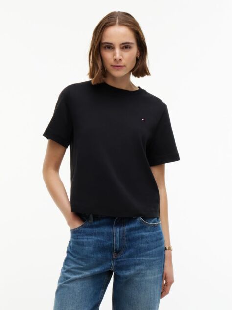 Black Interlock Knit Boxy T-Shirt  Women