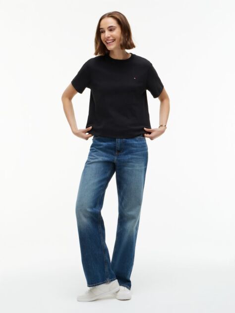 Black Interlock Knit Boxy T-Shirt  Women