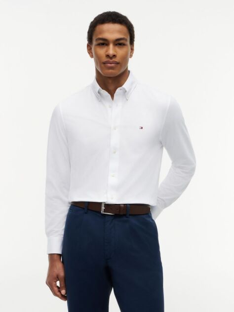 White Performance Regular Fit Button-Down Oxford Shirt  Men
