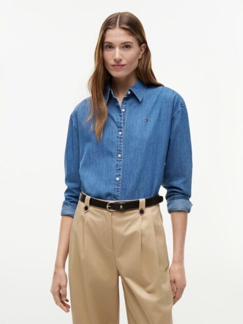 Blue Boxy Fit Lightweight Denim Shirt  Women