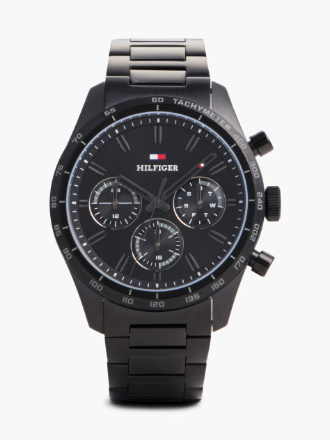 Black Black Ionic Plated Stainless Steel Chronograph Watch  Men
