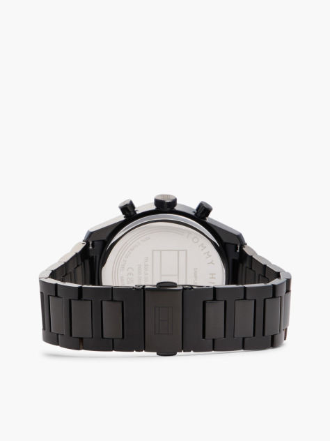 Black Black Ionic Plated Stainless Steel Chronograph Watch  Men