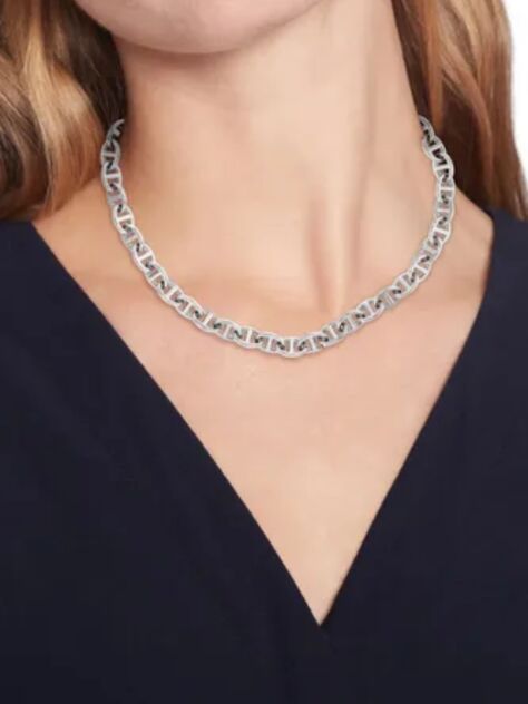 Silver Stainless Steel Mariner Chain-Link Necklace  Women