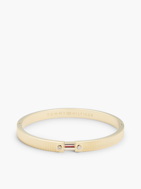Gold Gold-Plated Stainless Steel Stripe Bangle  Women