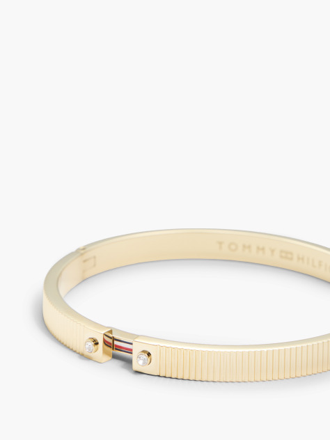 Gold Gold-Plated Stainless Steel Stripe Bangle  Women