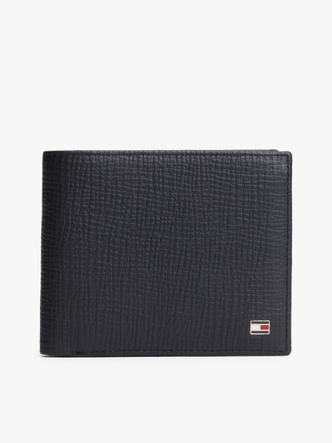 Blue Hilfiger Flag Leather Card And Coin Bifold Wallet  Men