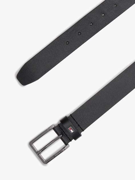 Black Enamel Flag Leather Belt  Men