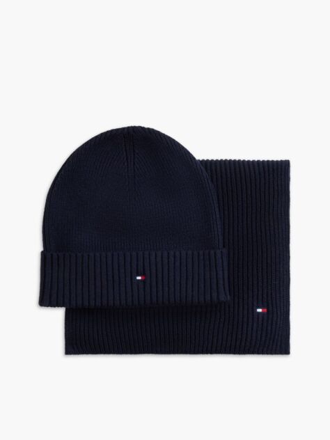Blue Hilfiger Flag Scarf And Beanie Gift Box  Men