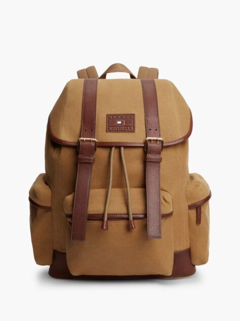 Brown Logo Patch Buckle Flap Backpack  Men