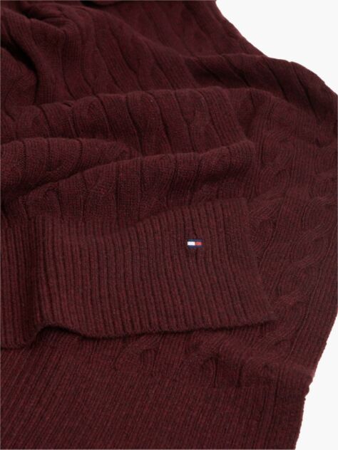 Red Lambswool Blend Cable Knit Scarf  Men
