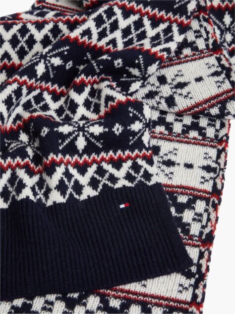 Blue TH Flag Lambswool Blend Fair Isle Scarf  Men