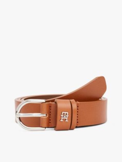 Καφέ Essential TH Monogram Δερμάτινη Ζώνη  Γυναίκες