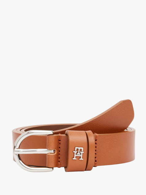 Καφέ Essential TH Monogram Δερμάτινη Ζώνη  Γυναίκες
